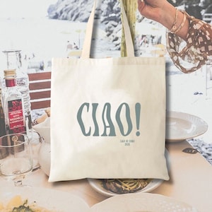 Modern Ciao! Italy Wedding Tote- Location Tote - Destination Wedding Welcome Tote - Italy Wedding - Europe Vacation Tote - Ciao Tote Bag