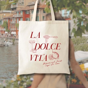 La Dolce Vita Food Tote Bag - Personalized Tote Bag - Wedding Welcome Tote - Italian Wedding - Europe Vacation Tote - Italy Wedding Tote