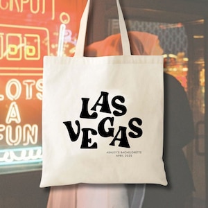Las Vegas Text Tote - Vegas Bachelorette - Bridesmaids Gift - Vegas Welcome Tote - Custom Name Tote - Viva Las Vegas - Lucky in Love