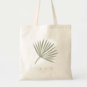 Tropical Leaf Tote - Wedding Welcome Bag - Custom Wedding Tote - Bachelorette Gift Bags - Destination Wedding Tote - Bridesmaid Gifts