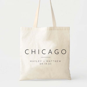 CHICAGO Coppia Borsa da sposa personalizzata - Borse di benvenuto al matrimonio - Borsa personalizzata - Borsa per gli ospiti di matrimonio - Festa nuziale - Borsa per bomboniere - Borsa per posizione