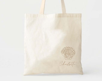 Shell Name Tote - Beach Bachelorette - Custom Wedding Tote - Bachelorette Gift - Destination Wedding Tote - Shell Beach Tote - Beach Bach