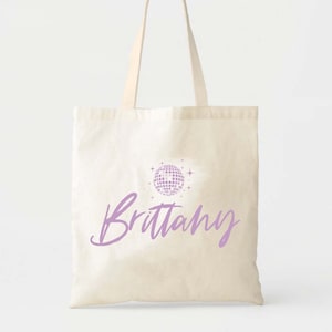 Disco Name Tote - Bride&#39;s Last Disco - Bridesmaid Gifts - Disco Bachelorette - Retro Bachelorette - Party Favor - Gift Bag - Custom Tote