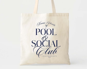 Pool And Social Club Martini - Bachelorette Totes - Pool Party Bachelorette - Aesthetic Tote - Brides Last Splash - Welcome Tote Bag