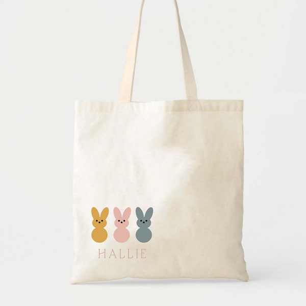 Kids Easter Bunny Tote - Hoppy Easter - Kids Name Tote - Easter Tote - Kids Easter Basket - Peep Tote - Spring Tote