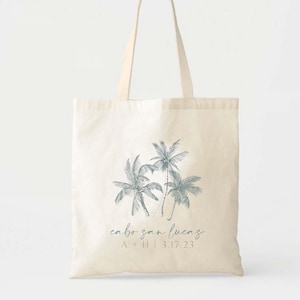 Palm Tree Tote - Wedding Welcome Bag - Custom Wedding Tote - Bachelorette Gift Bags - Destination Wedding Tote - Mexico Wedding Tote