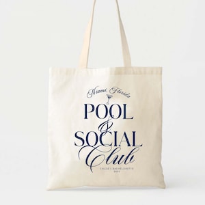 Pool And Social Club Martini - Bachelorette Totes - Pool Party Bachelorette - Aesthetic Tote - Brides Last Splash - Welcome Tote Bag