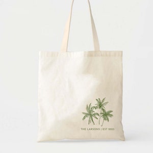 Tote de palmera - Bolsa de bienvenida de boda - Tote de boda personalizado - Bolsas de regalo de despedida de soltera - Tote de boda de destino - Tote de boda de México