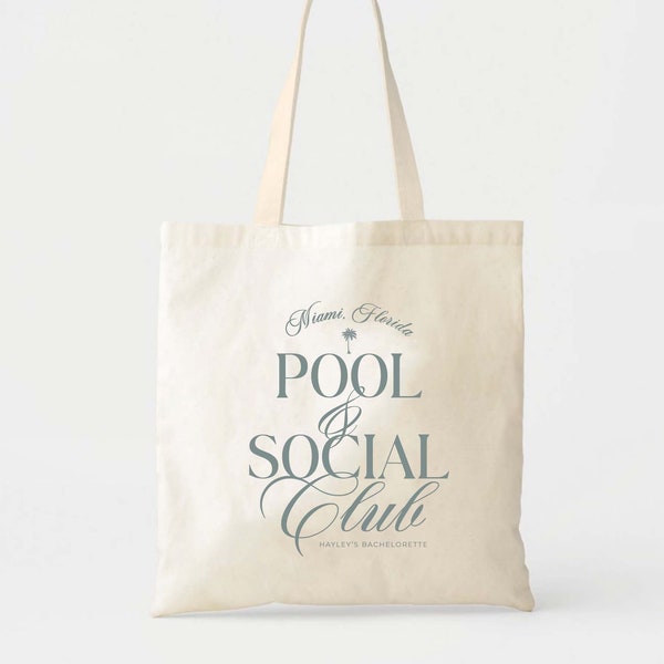 Pool And Social Club Palm Tree - Bachelorette Totes - Pool Party Bachelorette - Aesthetic Tote - Brides Last Splash - Welcome Tote Bag