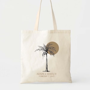 Totes de palmeras - Bolsa de bienvenida de boda - Tote de boda personalizado - Bolsas de regalo de despedida de soltera - Tote de boda de destino - Boda en México - Bolso de mano