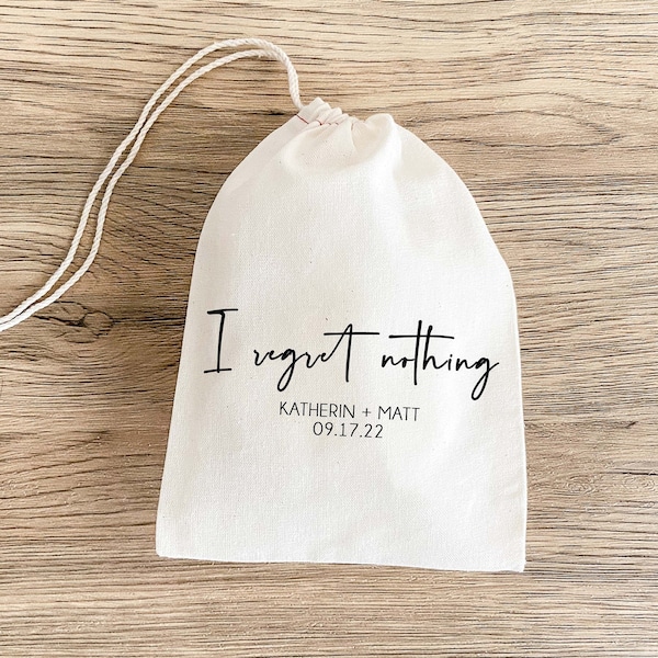 I Regret Nothing - Bachelorette Party - Wedding Favor Bags - Bachelorette Gift - Hangover Recovery Kit - Survival Kit - Custom Hangover Kit