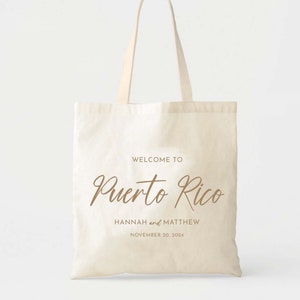 Puerto Rico Welcome Tote - Wedding Welcome Bag - Custom Wedding Tote - Bachelorette Gift - Destination Wedding Tote - Puerto Rico Tote Bag