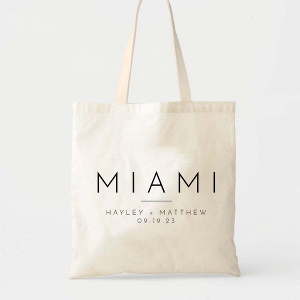 Miami Welcome Tote - Florida Wedding - Bachelorette Gift Bags - Destination Wedding Tote - Custom Tote - Bridesmaids Gifts - Miami Wedding