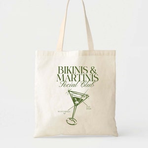 Bikinis And Martinis Tote - Pool Bachelorette - Hangover Kit Bag - Bachelorette Tote - Martini Tote - Martini Bachelorette - Retro Tote