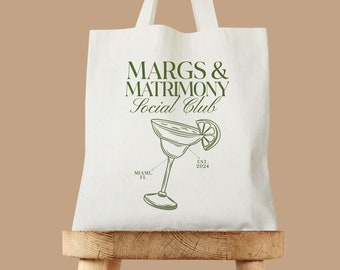 Margs And Matrimony Tote - Pool Bachelorette - Hangover Kit Bag - Bachelorette Tote - Trendy Bachelorette - Margarita Tote - Tequila Bach