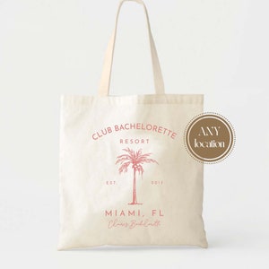 Club Bachelorette Palm Tree Tote - Beach Bachelorette - Hangover Kit Bag - Bachelorette Tote - Destination Wedding Tote - Custom Tote Bag