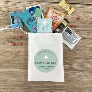 Wedding Survival Kit - Wedding Favor Bags - In Sickness and In Health - Hangover Recovery Kit - Survival Kit - Custom Hangover Kit - Gift