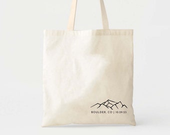 Minimal Mountain Welcome Tote - Altitude Kit - Mountain Wedding - Ski Mountain Favor Bags - Ski Weekend Gift Bag - Winter Wedding