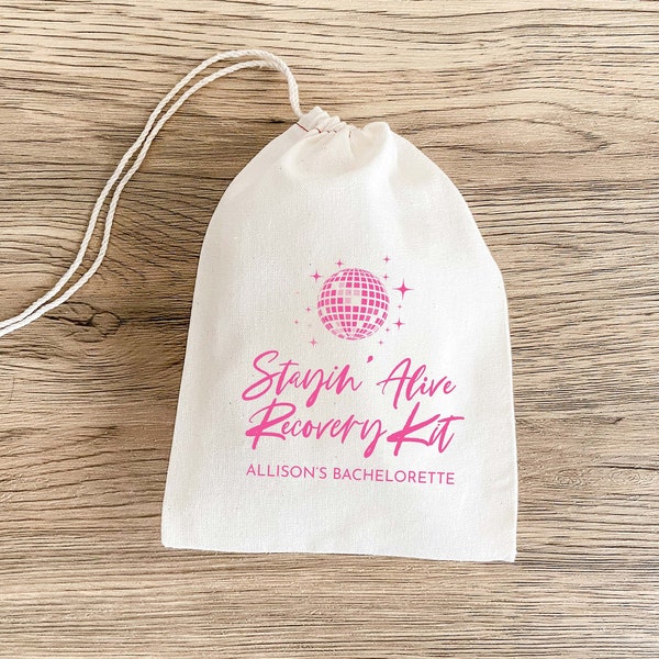 Disco Bachelorette Party - Bride's Last Disco - Hangover Kit Bags - Bachelorette Bags - Hangover Recovery Kit - Stayin' Alive Recovery Kit