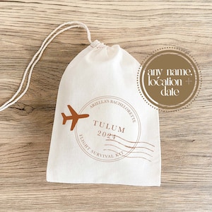 Flight Survival Kit - Airplane Favor Bag - Travel Kit - Vacation Survival Kit - Family Vacation - Bachelorette Favor Bag - Airplane Survival