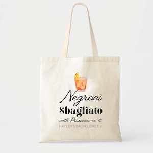 Negroni Drink of Choice - Negroni Tote Bag - Negroni Sbagliato With Prosecco In It - Bachelorette Party - Bridesmaid Gifts - Bride To Be