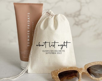 Personalized Muslin Hangover Kit Bags: Bachelorette Party Favors