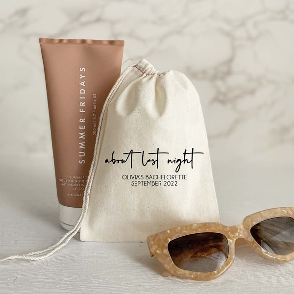 About Last Night - Bachelorette Party - Hangover Kit Bags - Bachelorette Gift - Hangover Recovery Kit - Survival Kit - Custom Hangover Kit