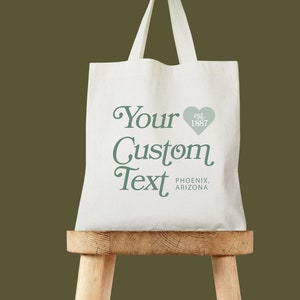 Modern Heart Tote - Name Tote Bag - Custom Text Tote - Heart Tote - Custom College Tote - Personalized Tote - Heart Bag