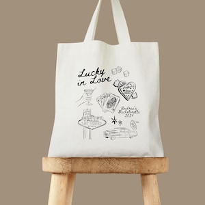 Bolso de mano Feelin Lucky Vegas - Despedida de soltera en Las Vegas - Regalo para damas de honor - Bolso de mano de bienvenida a Las Vegas - Bolso de mano con nombre personalizado - Viva Las Vegas - Afortunado en el amor