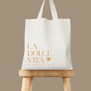 La Dolce Vita Italy Tote Bag - Custom Totes - Destination Wedding Welcome Tote - Italian Wedding - Europe Vacation Tote - Italy Wedding Tote