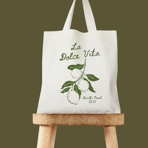 La Dolce Vita Lemon Tote Bag - Custom Totes - Destination Wedding Welcome Tote - Italian Wedding - Europe Vacation Tote - Italy Wedding Tote