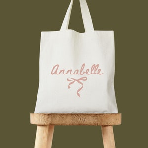 Bow Name Tote - Coquette Bachelorette - Bridesmaid Gifts - Bachelorette Tote - Girly Bachelorette - Coquette Aesthetic - Feminine Tote