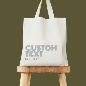 Retro Text Tote Bag - Retro Tote - Line Letter Tote - Custom Text Tote - College Tote - Personalized Tote - Custom Name Tote