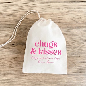 Chugs and Kisses - Galentines Day - Heart Party Favor Bag - Galentine Gift Bag - Friends Valentine Party - Heart Favor Bag - Valentines Day