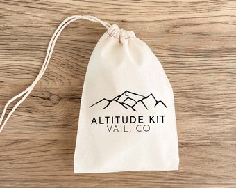 Altitude Kit Bag - Mountain Hangover Kit - Winter Wedding - Ski Mountain Favor Bags - Winter Sports Bag - Ski Weekend Gift Bag - Colorado