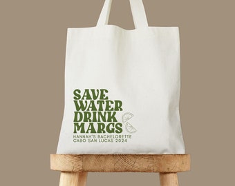 Save Water Drink Margs - Margarita Bachelorette - Hangover Kit Bag - Bachelorette Tote - Trendy Bachelorette - Margarita Tote - Tequila Bach