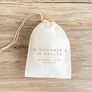 Minimal In Sickness and In Health - Wedding Survival Kit - Wedding Favor Bags - Hangover Recovery Kit - Survival Kit - Custom Hangover Kit