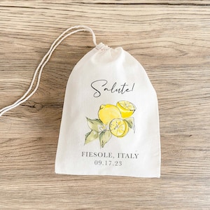 Salute! Italy Wedding Favor Bag - Wedding Guest Favor Bags - Italian Wedding - Destination Wedding - Citrus Favor Bag - Lemon Gift Bags