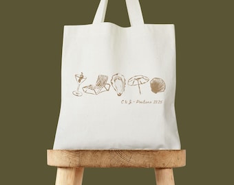 Hand Drawn Coastal Doodle Tote Bag - Last Toast on the Coast - Destination Wedding Welcome Tote - Coastal Bachelorette - Brides Last Toast