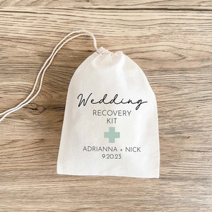 Kit minimo per postumi di una sbornia - Kit per postumi di una sbornia da matrimonio - Sacchetti per bomboniere da matrimonio - Kit di recupero da matrimonio - Kit di sopravvivenza - In salute e malattia - Regalo
