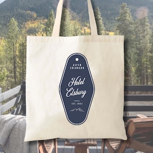 Mountain Hotel Tote - Altitude Kit - Mountain Wedding - Mountain Favor Bags - Location Tote - Mountain Couple - Mountain Wedding Tote