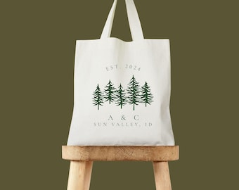 Couple's Winter Wedding Tote: Custom Tree Design (Canvas Cotton)