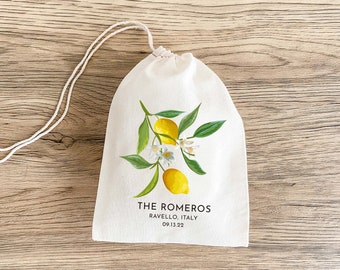 Italy Wedding Favor Bag - Wedding Guest Favor Bags - Italian Wedding - Destination Wedding - Citrus Favor Bag - Lemon Gift Bags