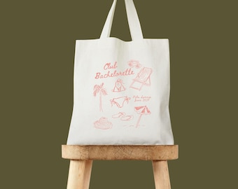 Beach Bachelorette Tote: Cotton Canvas with Palm Tree Design