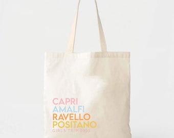 Europe Vacation Tote: Capri Amalfi Inspired - Cotton Canvas Bag