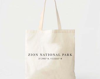 Zion Tote Bag: Minimal Design, Cotton Canvas - Rustic Wedding Favor