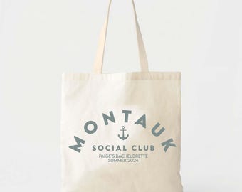 Montauk Social Club Tote - Cotton Canvas Beach Bag, Large Summer Carryall