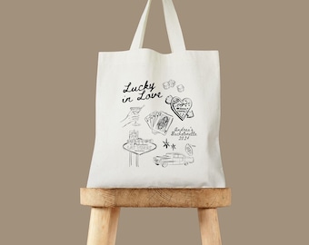 Lucky in Love Vegas Tote Bag • Retro Casino Bachelorette Party Carryall
