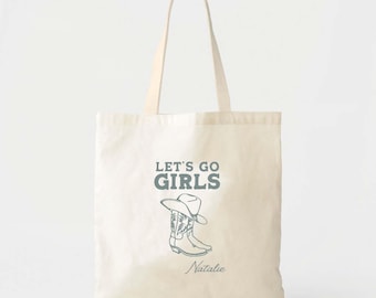 Cowboy Boot Tote: Western Rodeo Canvas Bag (9x11 or 16x15 inches)