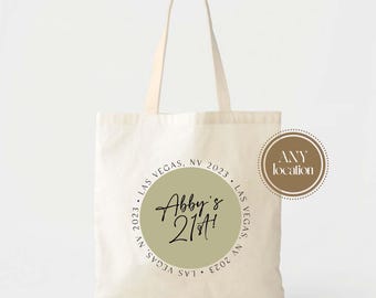 Personalized Tote Bag - Custom Location, Birthday or Wedding Favor